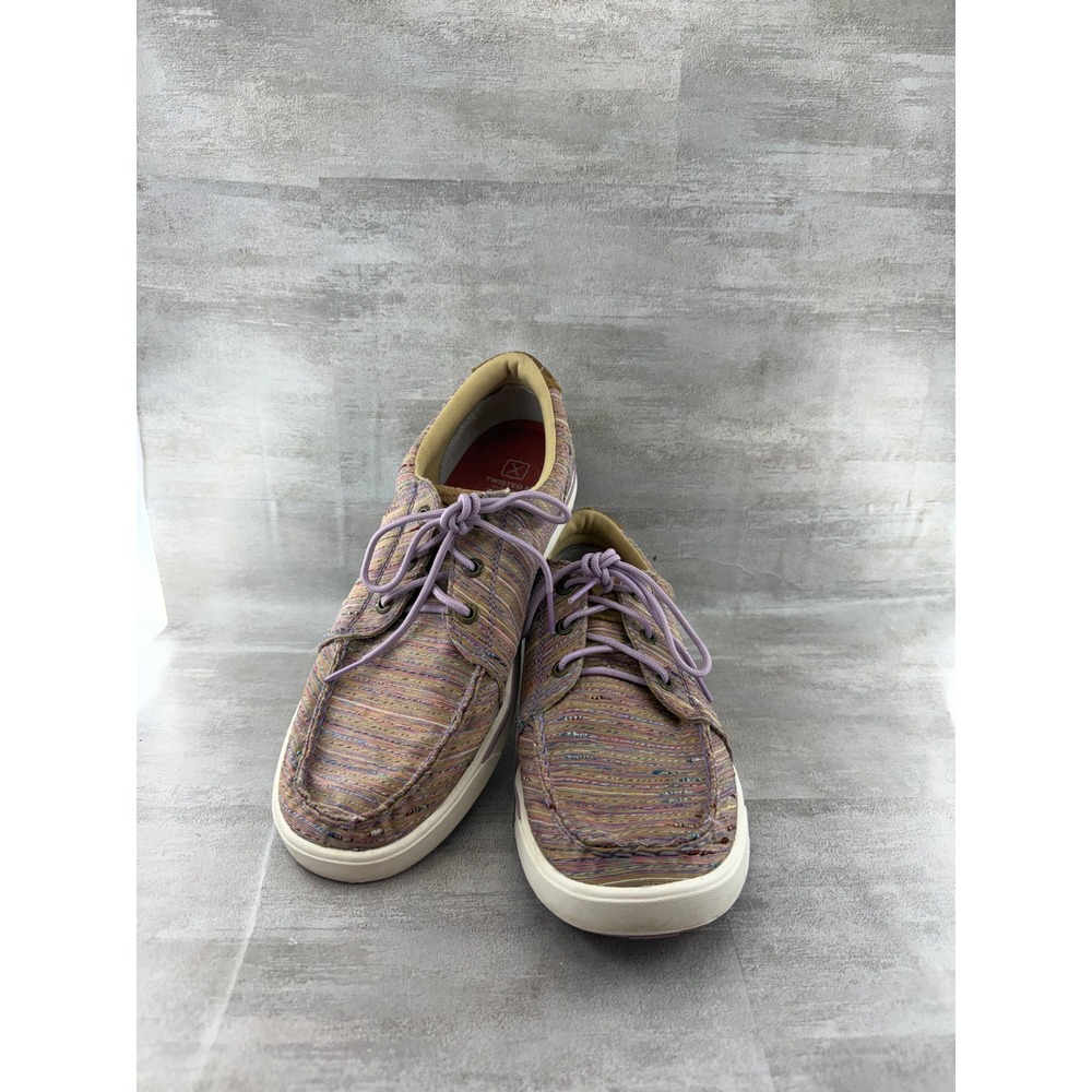 Twisted X WCA0039 Kicks Multi-Color Striped Leather Boat Shoes Women Sz 9.5M